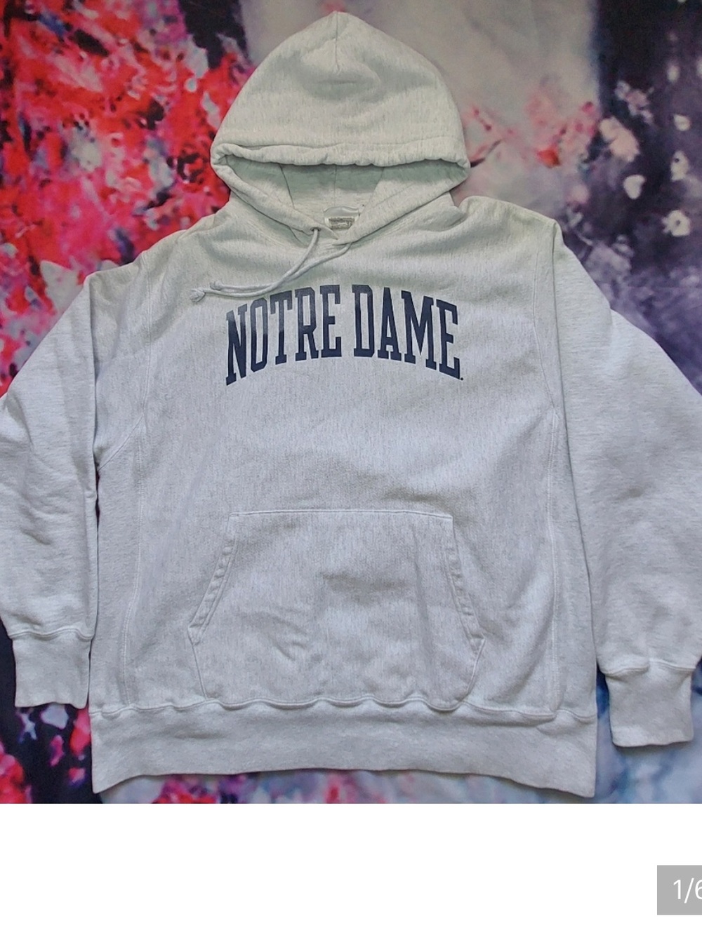 Notre Dame Men's Gray Pullover Hoodie Sweatshirt reverse weave Champion